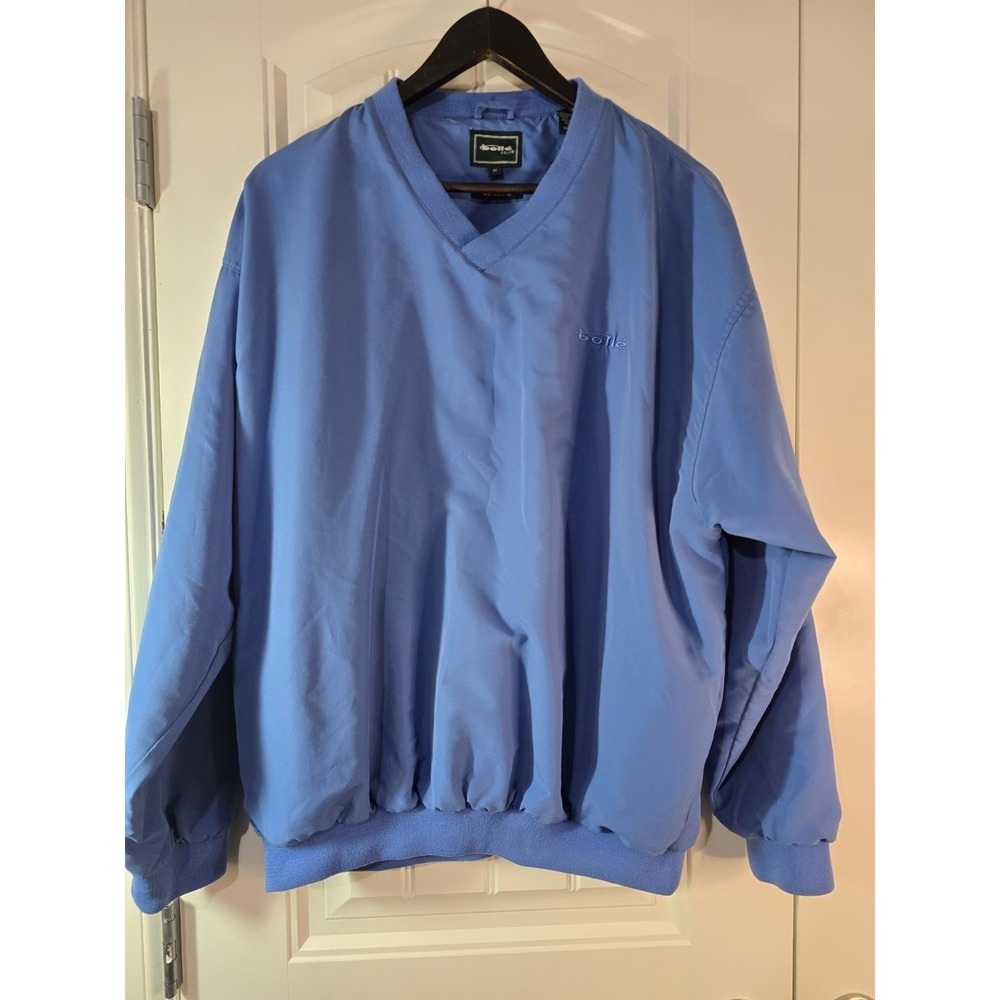 Bolle Golf Windbreaker Pullover Mens Medium Blue V-Neck‎ Water Resistant Lined